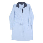 TOMMY HILFIGER Womens Blue Day Cotton Blend Shirt Dress XS Polka Dot Collar Long