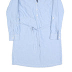 TOMMY HILFIGER Womens Blue Day Cotton Blend Shirt Dress XS Polka Dot Collar Long