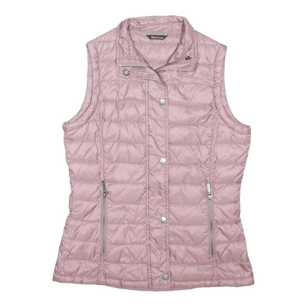 BARBOUR Womens Pink Lightweight Quilted Gilet UK 10 Polyester Blend Zip
