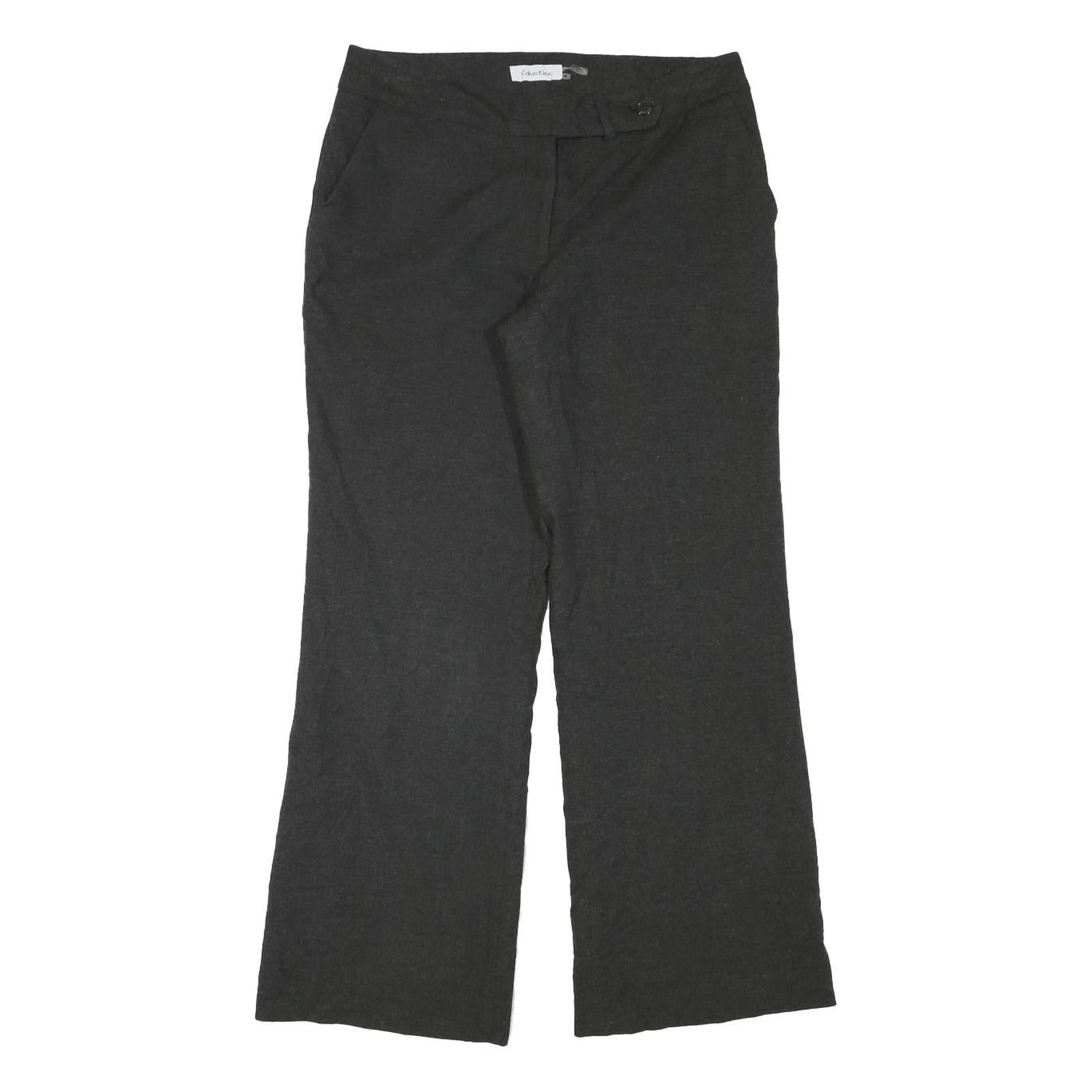 CALVIN KLEIN Lined Womens Black Relaxed Wide-Leg Trousers W32 L26