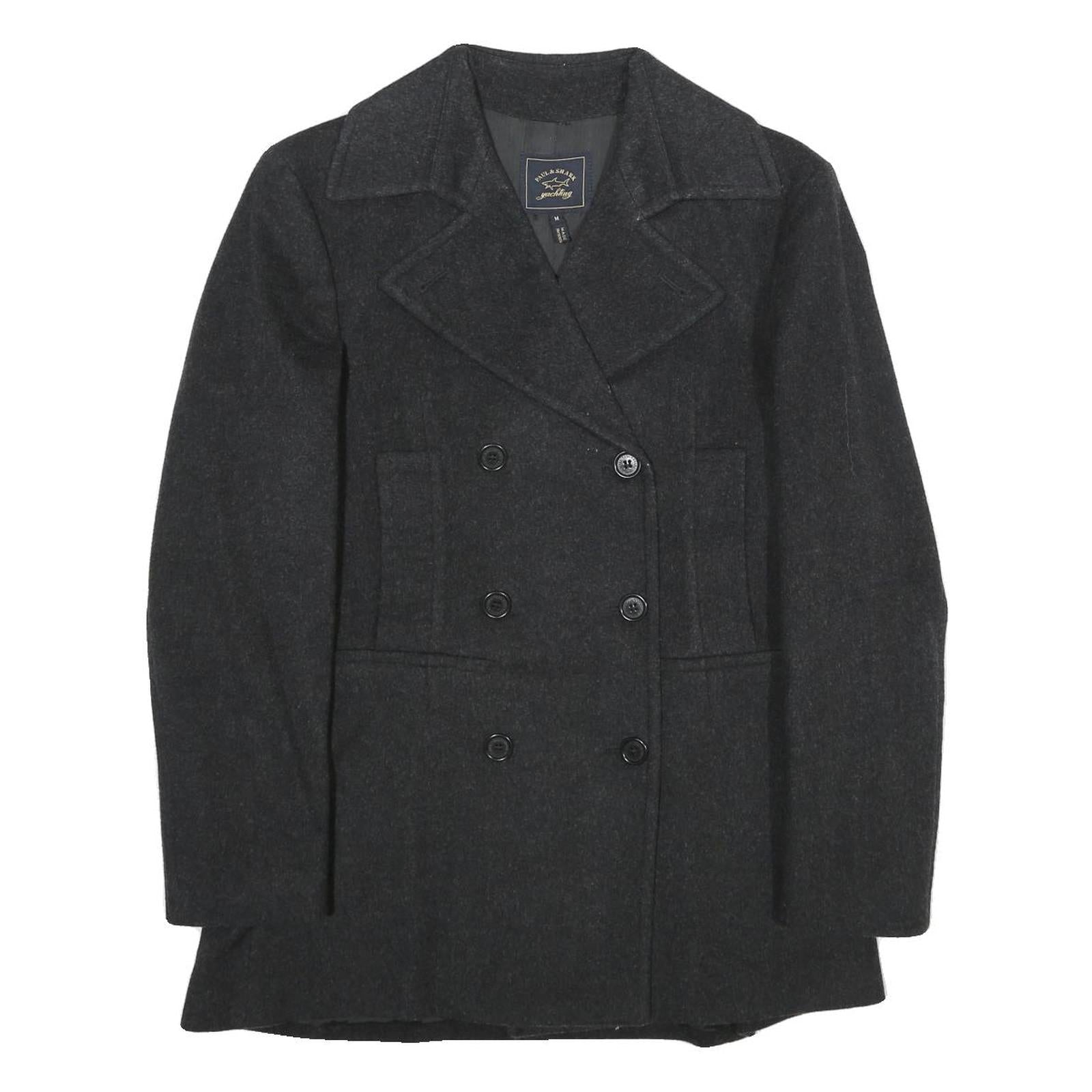 PAUL & SHARK Womens Black Classic Wool Blend Jacket M Button Double Breasted