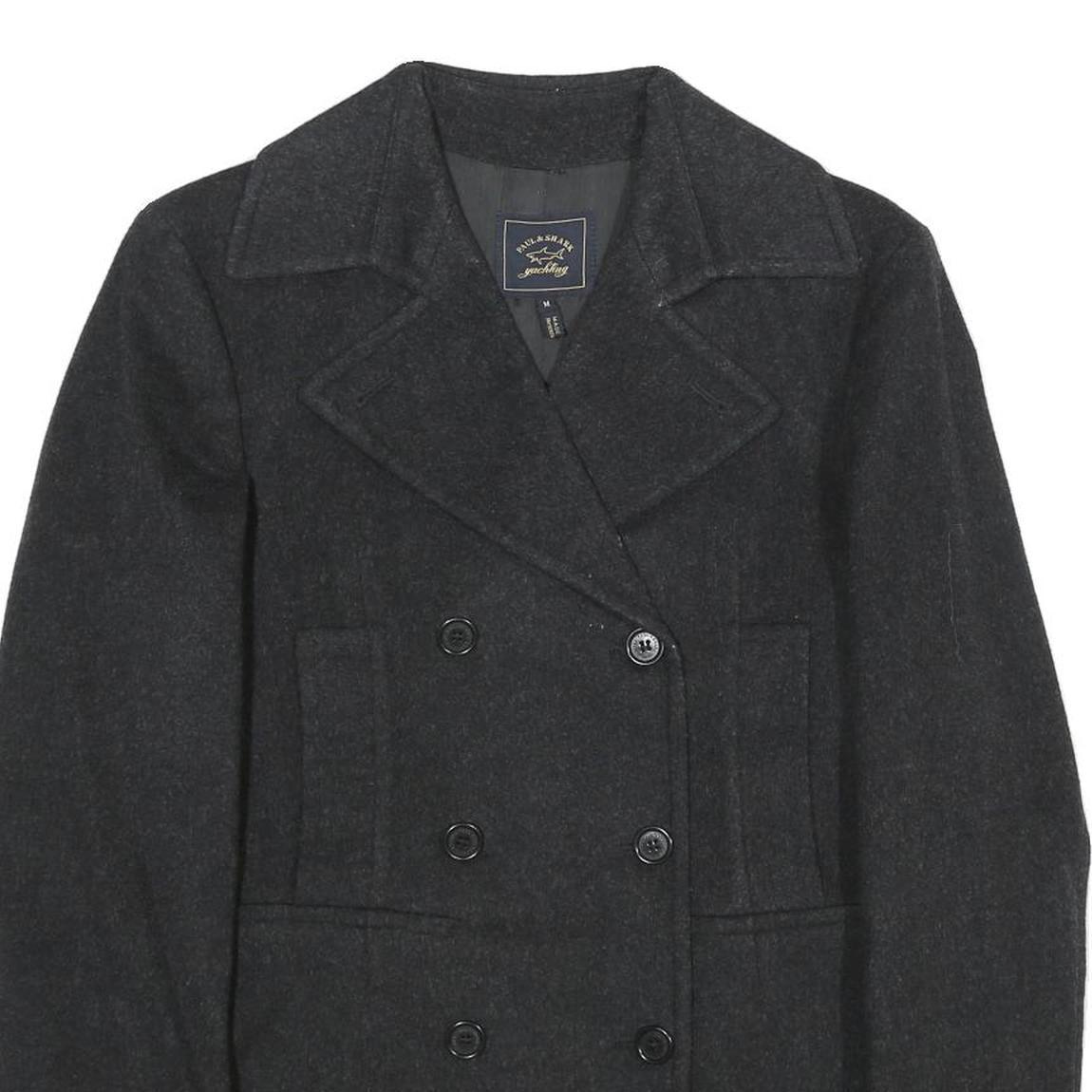 PAUL & SHARK Womens Black Classic Wool Blend Jacket M Button Double Breasted