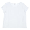 LAURA ASHLEY Womens White Linen Basic Top Short Sleeve Round Neck UK 16
