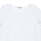 LAURA ASHLEY Womens White Linen Basic Top Short Sleeve Round Neck UK 16