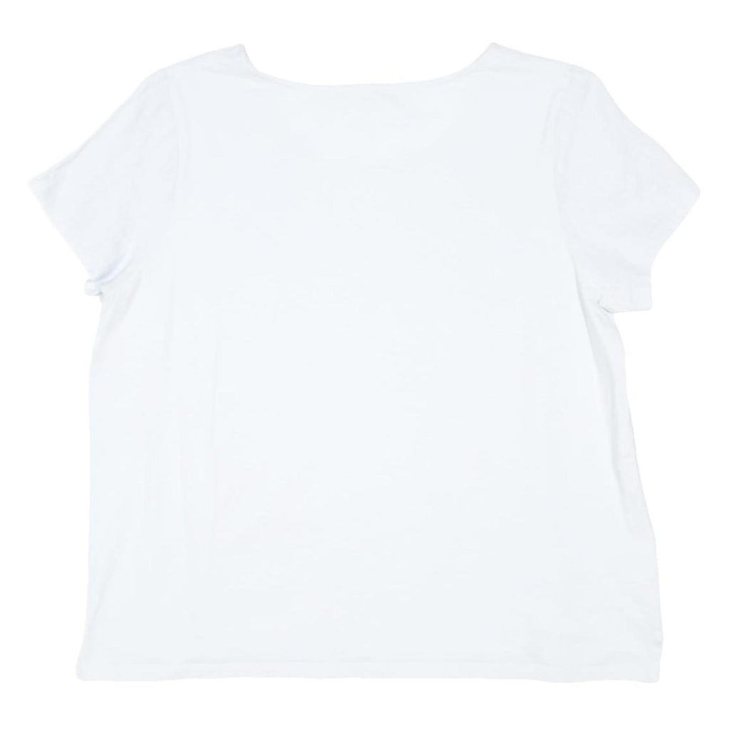 LAURA ASHLEY Womens White Linen Basic Top Short Sleeve Round Neck UK 16