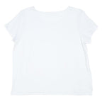 LAURA ASHLEY Womens White Linen Basic Top Short Sleeve Round Neck UK 16