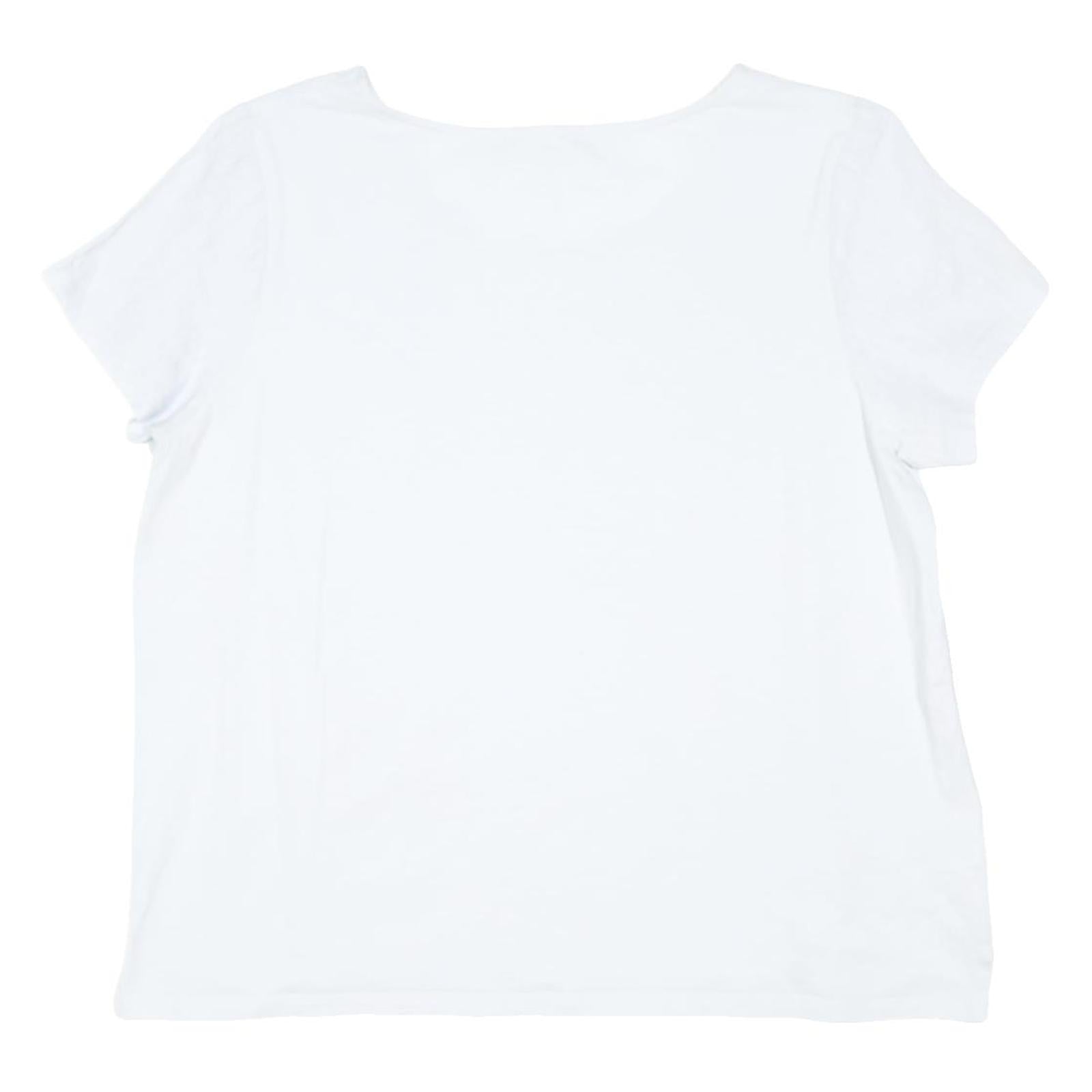 LAURA ASHLEY Womens White Linen Basic Top Short Sleeve Round Neck UK 16