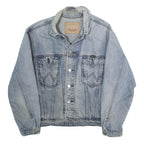 WRANGLER Womens Blue Denim Button Jacket L Cotton Classic Comfortable Casual