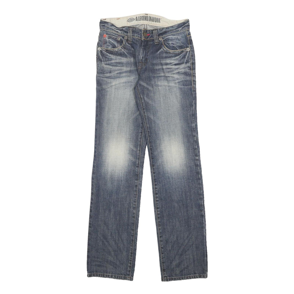 DICKIES Mens Jeans Blue Regular Straight Denim Medium W28 L32 Classic Zip