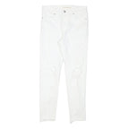 LEVI'S Womens Slim White Denim Jeans W27 L25 Distressed Zip Closure