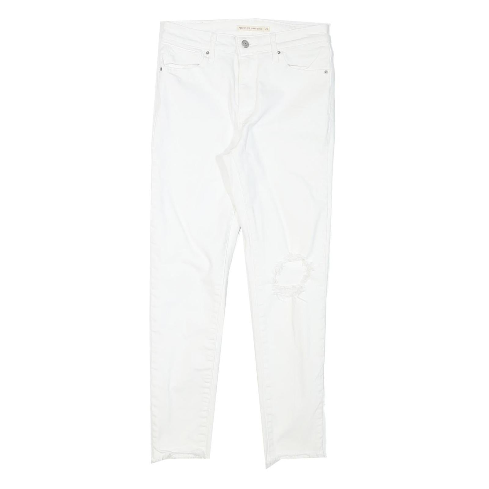 LEVI'S Womens Slim White Denim Jeans W27 L25 Distressed Zip Closure