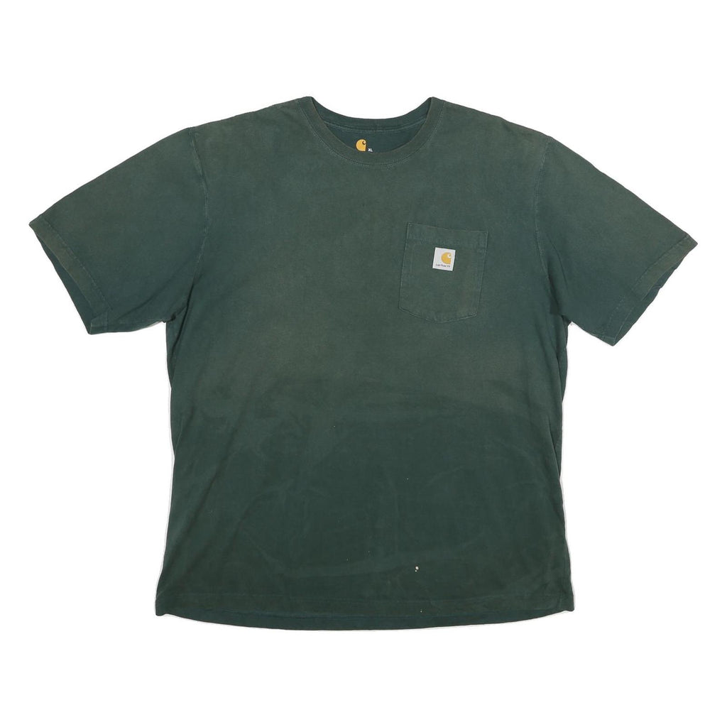 CARHARTT Mens Green Pocket T-Shirt 2XL Short Sleeve Crew Neck Workwear