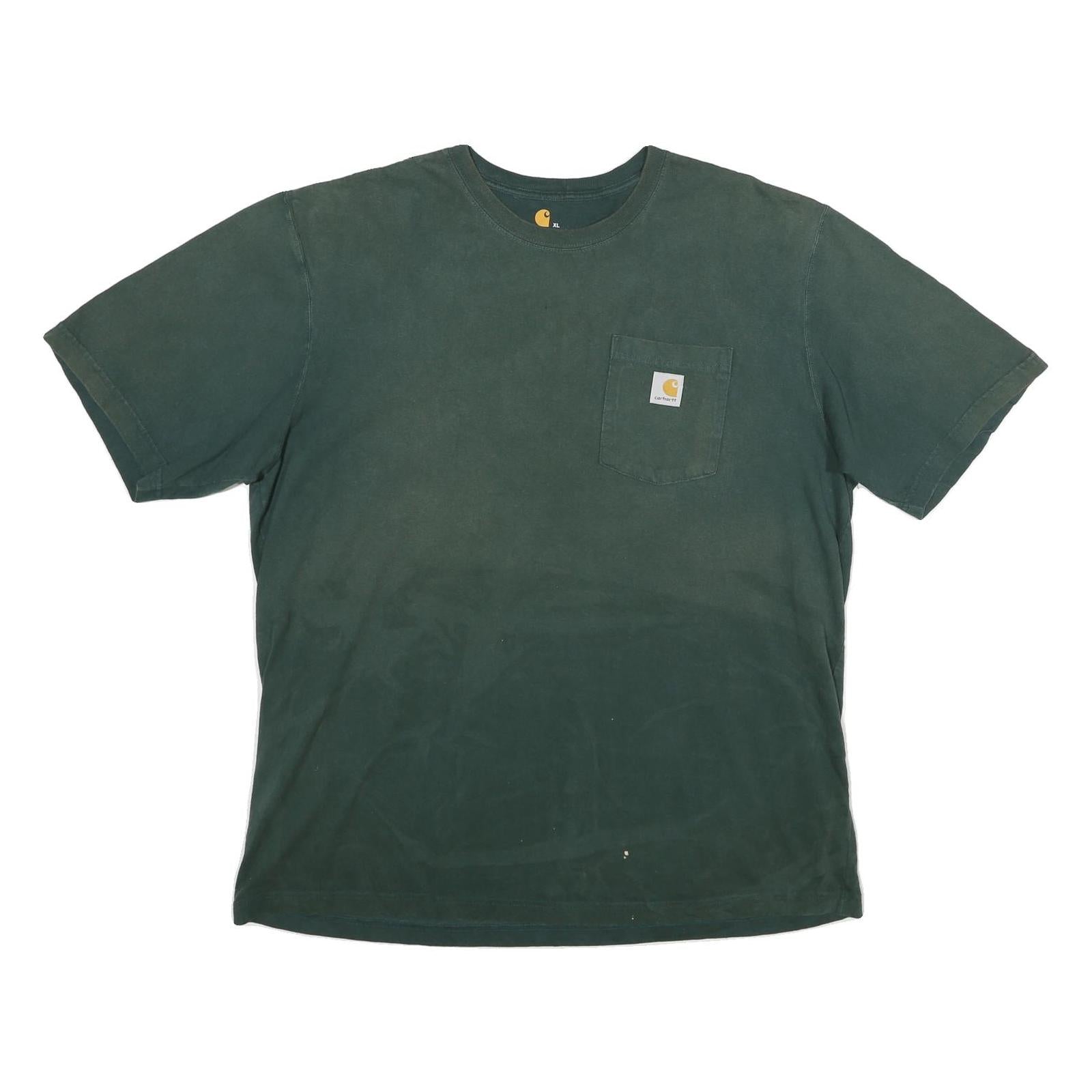 CARHARTT Mens Green Pocket T-Shirt 2XL Short Sleeve Crew Neck Workwear