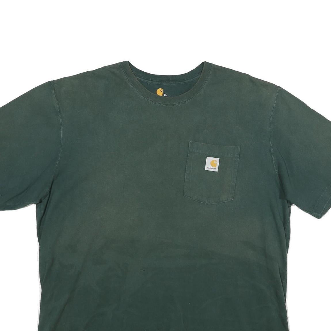 CARHARTT Mens Green Pocket T-Shirt 2XL Short Sleeve Crew Neck Workwear