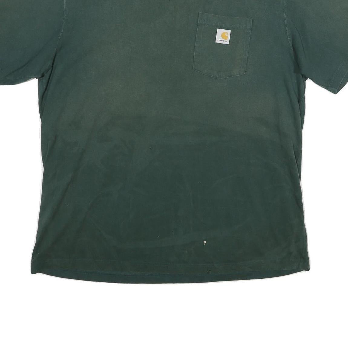 CARHARTT Mens Green Pocket T-Shirt 2XL Short Sleeve Crew Neck Workwear
