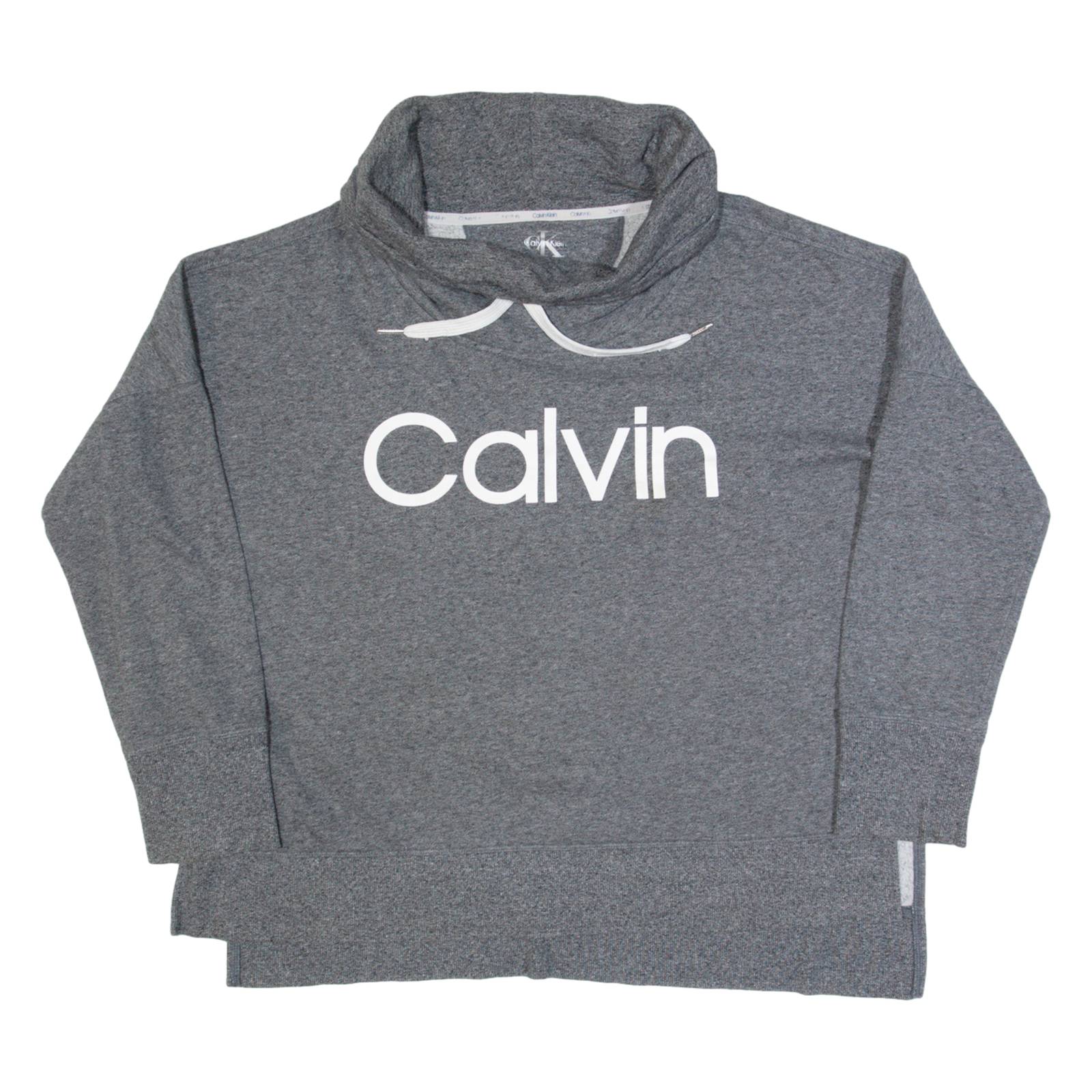 CALVIN KLEIN Womens Sweatshirt Grey Roll Neck XL