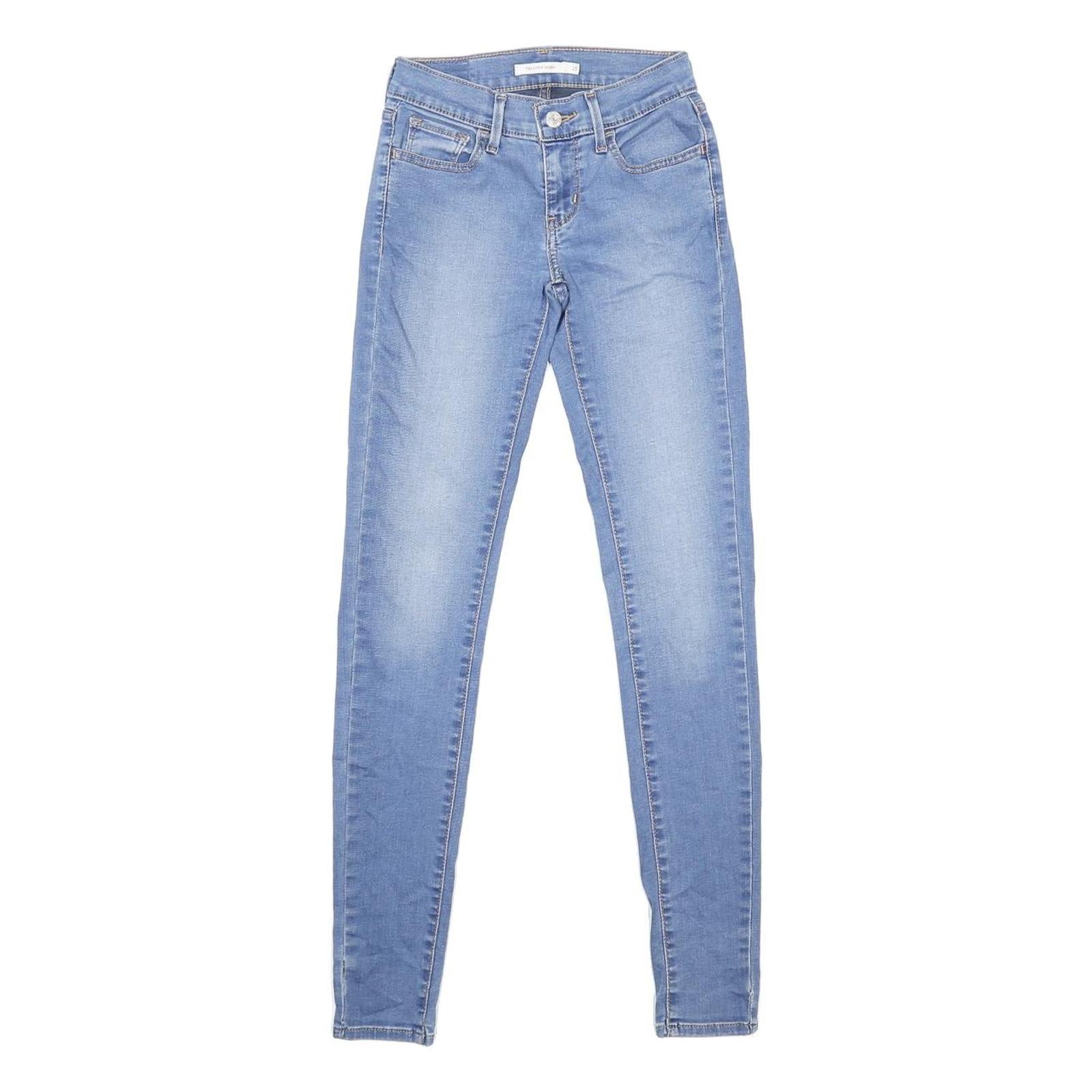 LEVI'S 710 Womens Jeans Blue Slim Skinny Denim Medium W25 L32 Stretch Zip