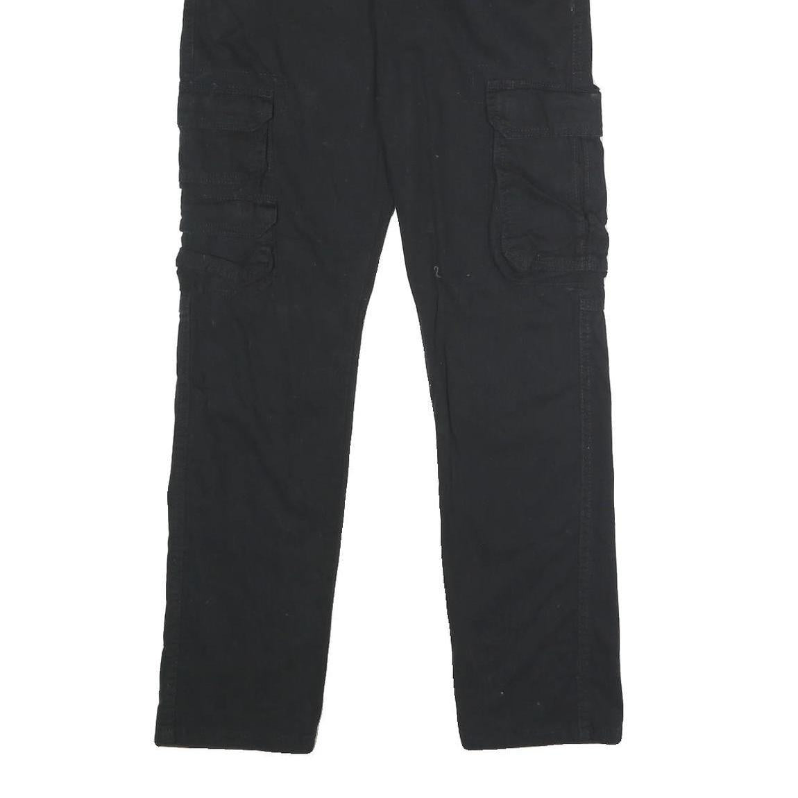 WRANGLER Mens Black Regular Straight Cotton Blend Trousers W29 L30 Cargo Pocket