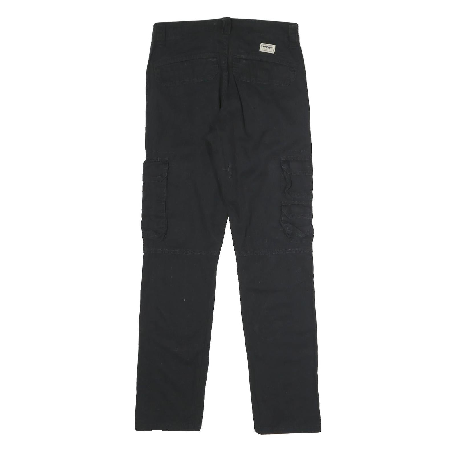 WRANGLER Mens Black Regular Straight Cotton Blend Trousers W29 L30 Cargo Pocket