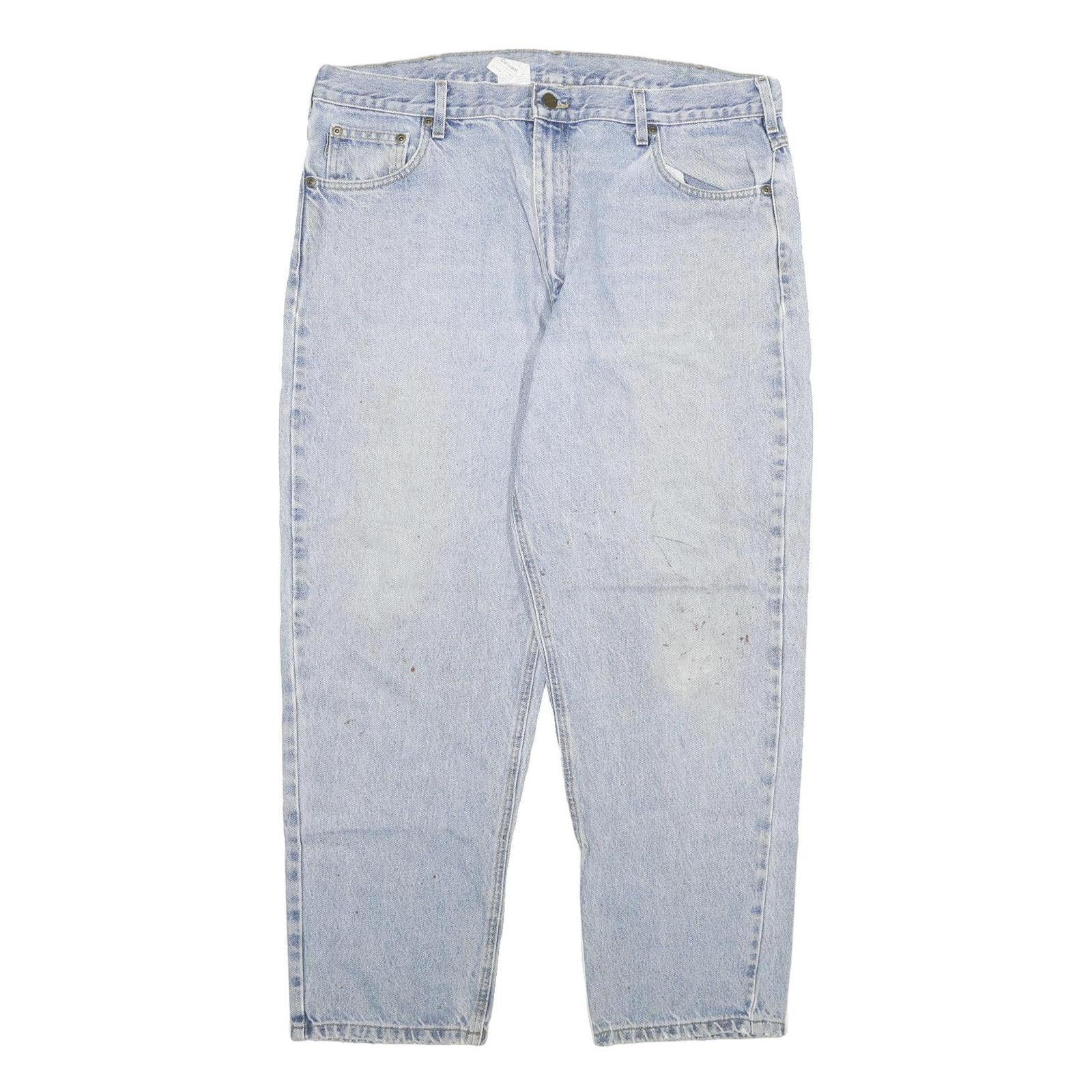 CARHARTT Mens Regular Fit Light Blue Denim Jeans W40 L30 Zip Closure