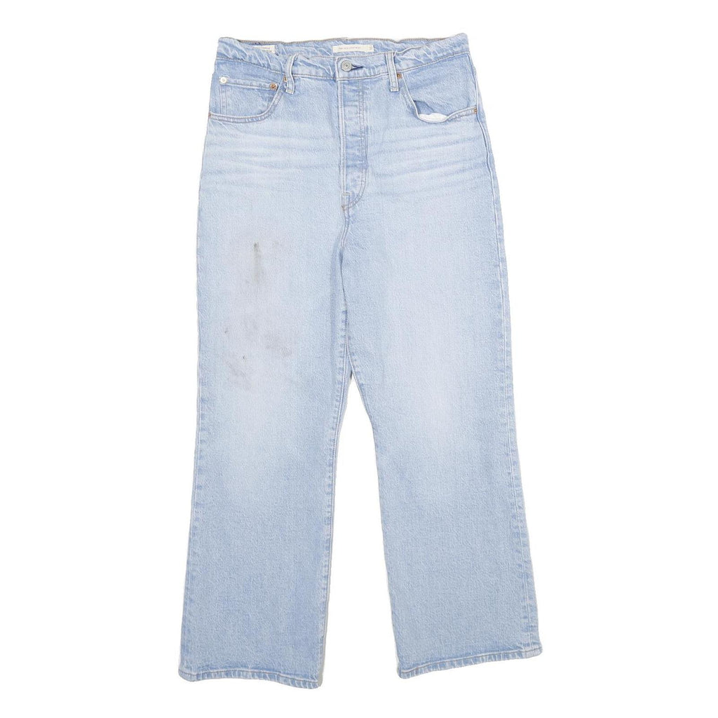 LEVI'S Ribcage Crop Bootcut Big E Womens Jeans Blue Cotton Blend Button Regular