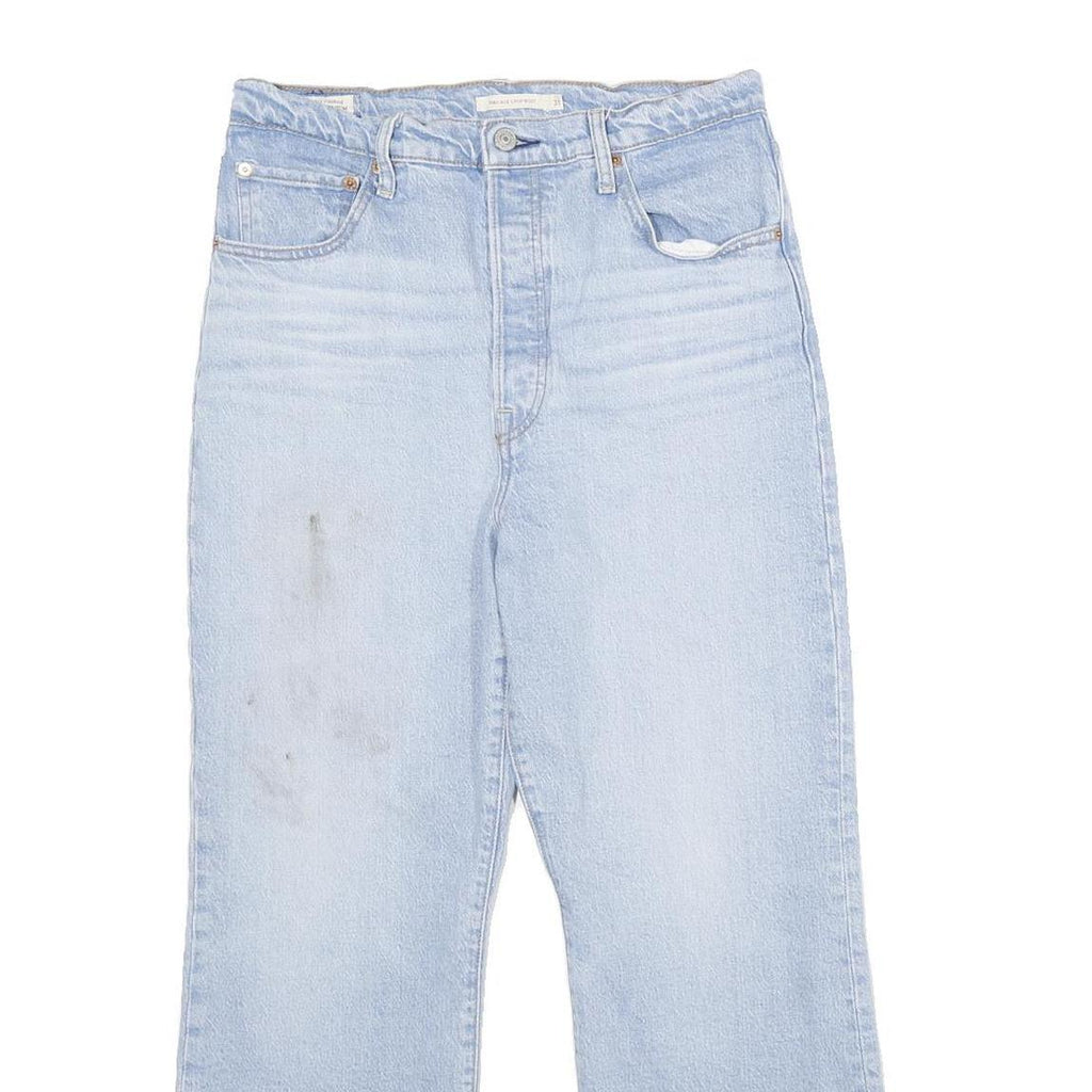 LEVI'S Ribcage Crop Bootcut Big E Womens Jeans Blue Cotton Blend Button Regular