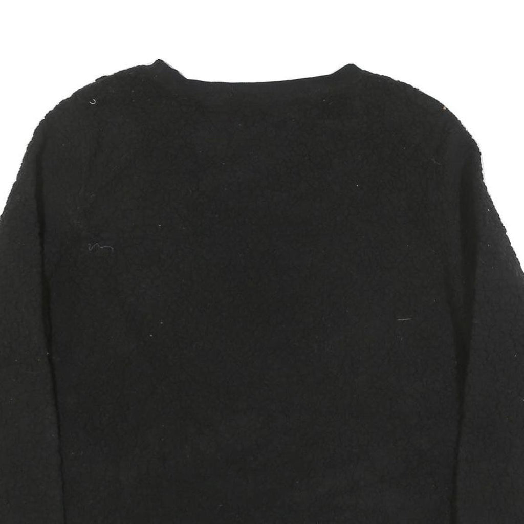 CALVIN KLEIN Womens Black Plain Jumper Crew Neck Basic Knit L Polyester Blend