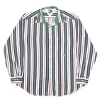TOMMY HILFIGER Mens White Blue & Green Stripe Shirt L Classic Fit Button Down