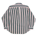 TOMMY HILFIGER Mens White Blue & Green Stripe Shirt L Classic Fit Button Down