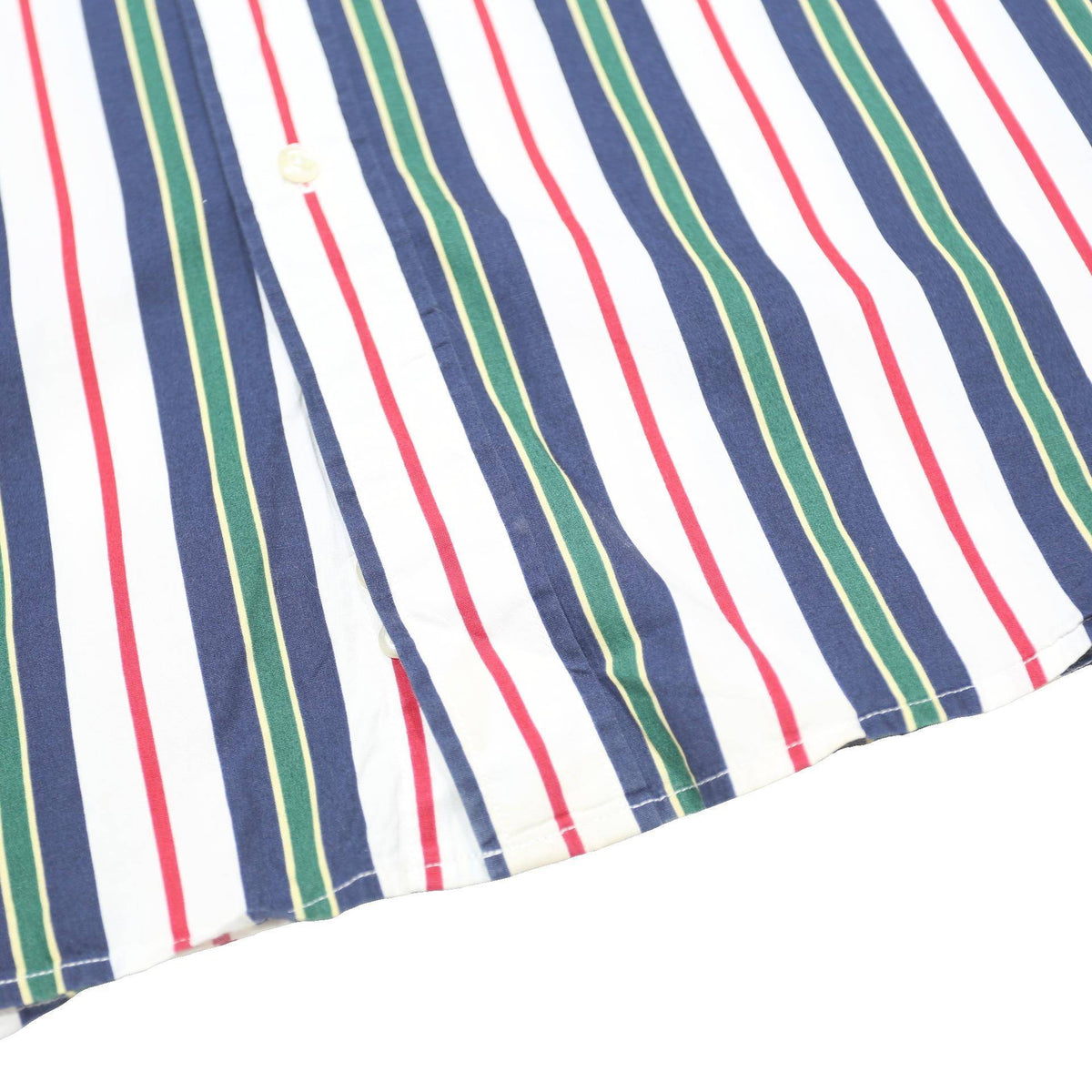 TOMMY HILFIGER Mens White Blue & Green Stripe Shirt L Classic Fit Button Down