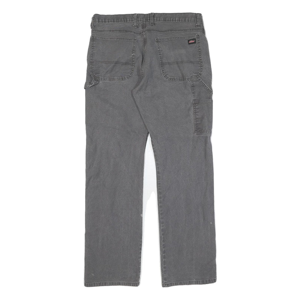 DICKIES Mens Regular Fit Workwear Grey Cotton Denim Jeans W36 L34 Straight Zip