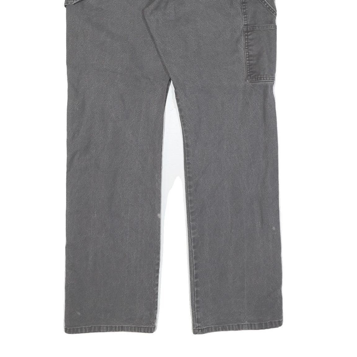 DICKIES Mens Regular Fit Workwear Grey Cotton Denim Jeans W36 L34 Straight Zip