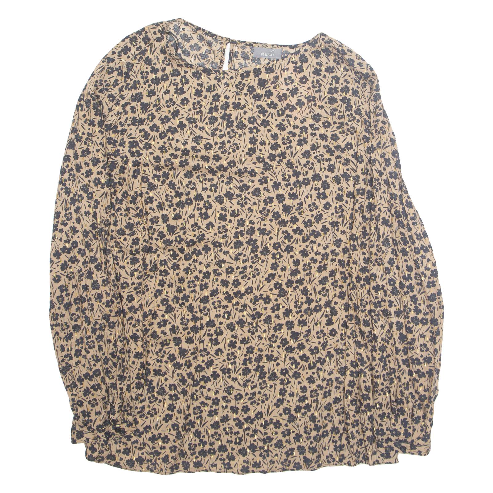 YESSICA Womens Printed Blouse Brown Long Sleeve Animal Print L