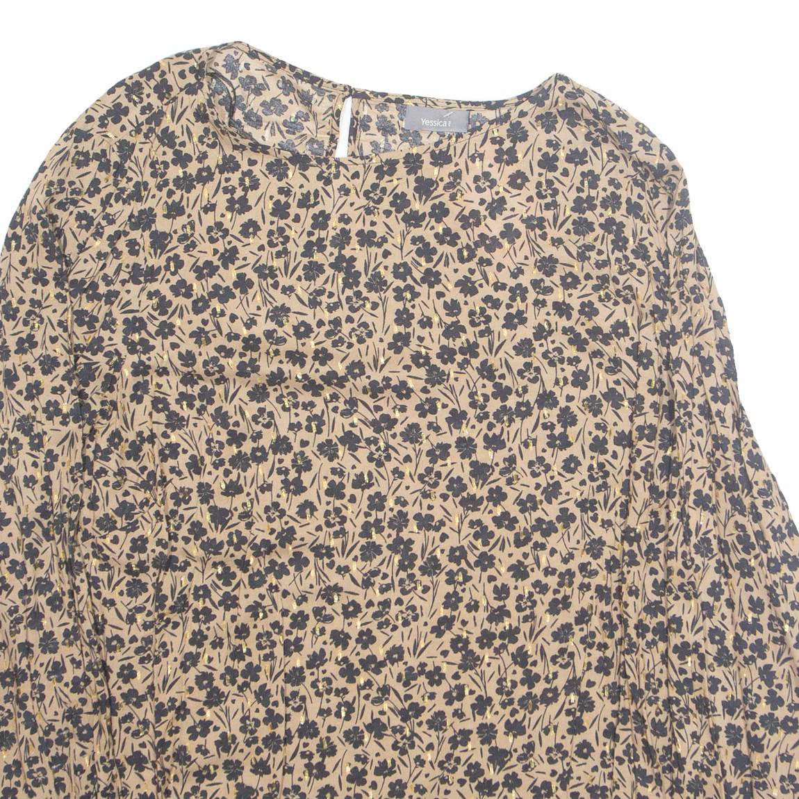 YESSICA Womens Printed Blouse Brown Long Sleeve Animal Print L