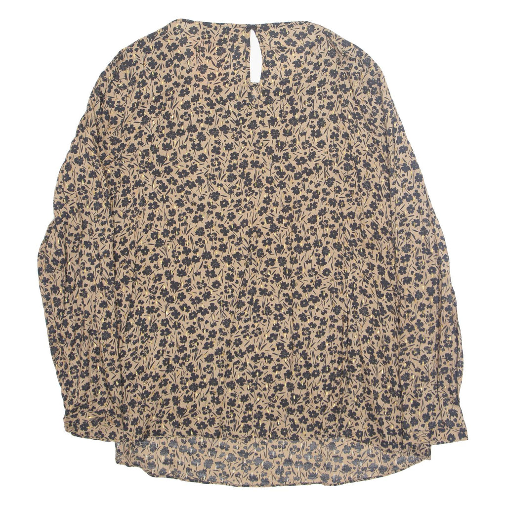 YESSICA Womens Printed Blouse Brown Long Sleeve Animal Print L