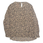 YESSICA Womens Printed Blouse Brown Long Sleeve Animal Print L