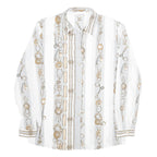 C&A Womens White Printed Shirt Long Sleeve Collared Classic UK 16