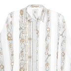 C&A Womens White Printed Shirt Long Sleeve Collared Classic UK 16