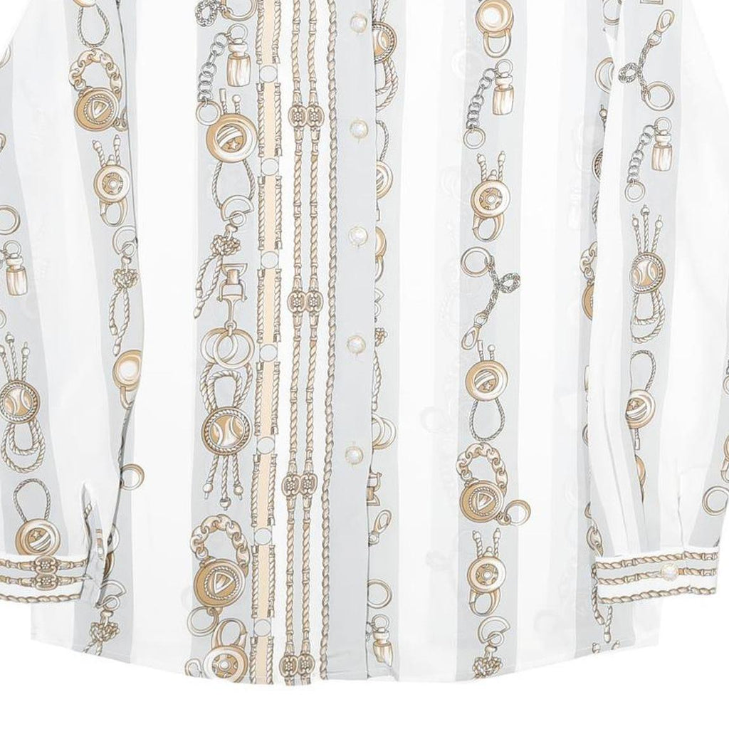 C&A Womens White Printed Shirt Long Sleeve Collared Classic UK 16