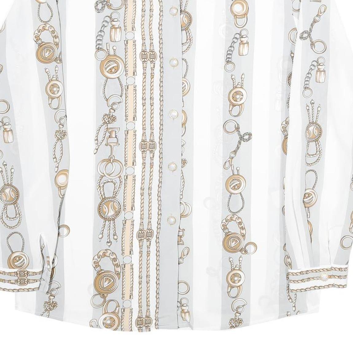 C&A Womens White Printed Shirt Long Sleeve Collared Classic UK 16