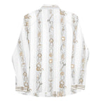 C&A Womens White Printed Shirt Long Sleeve Collared Classic UK 16