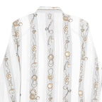 C&A Womens White Printed Shirt Long Sleeve Collared Classic UK 16
