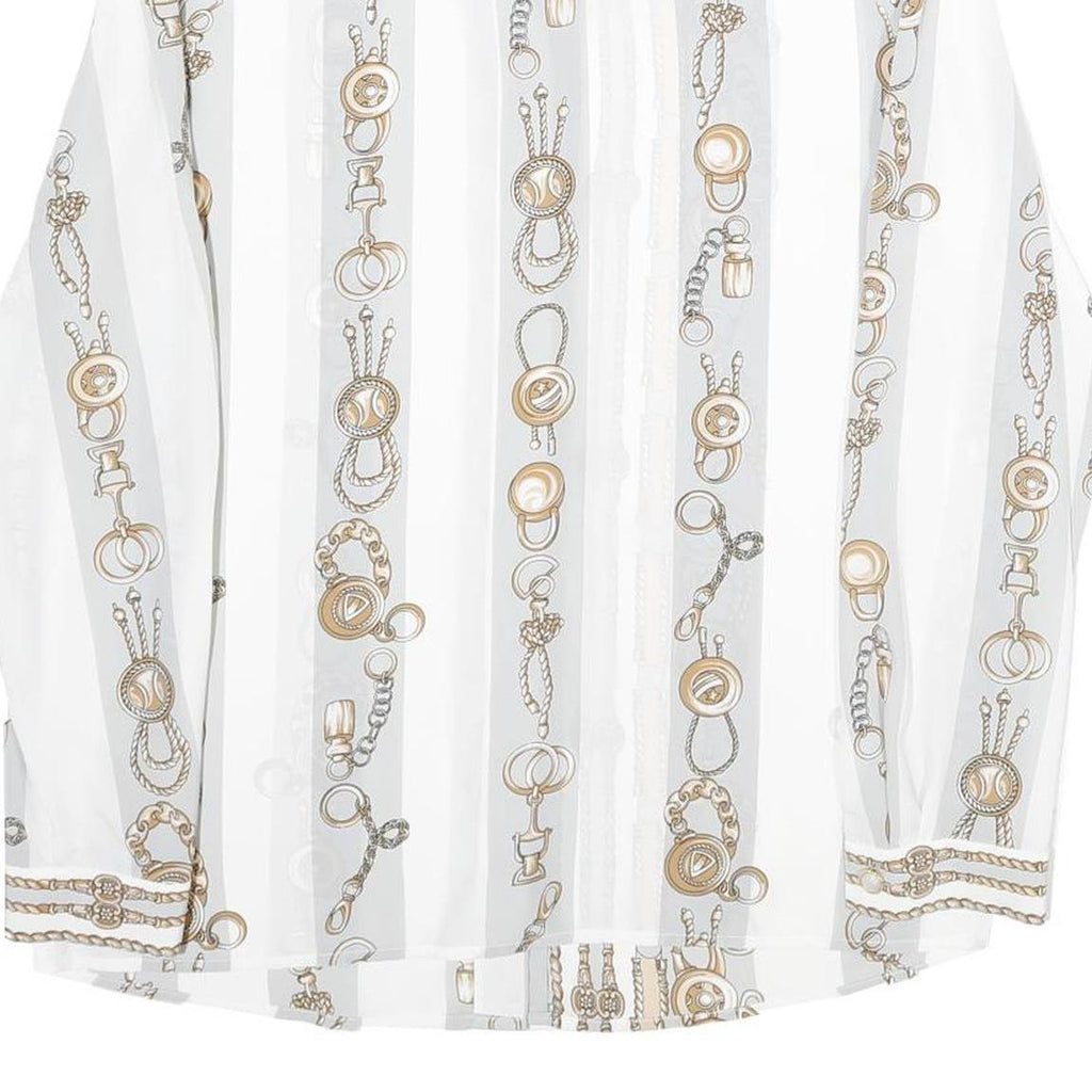 C&A Womens White Printed Shirt Long Sleeve Collared Classic UK 16