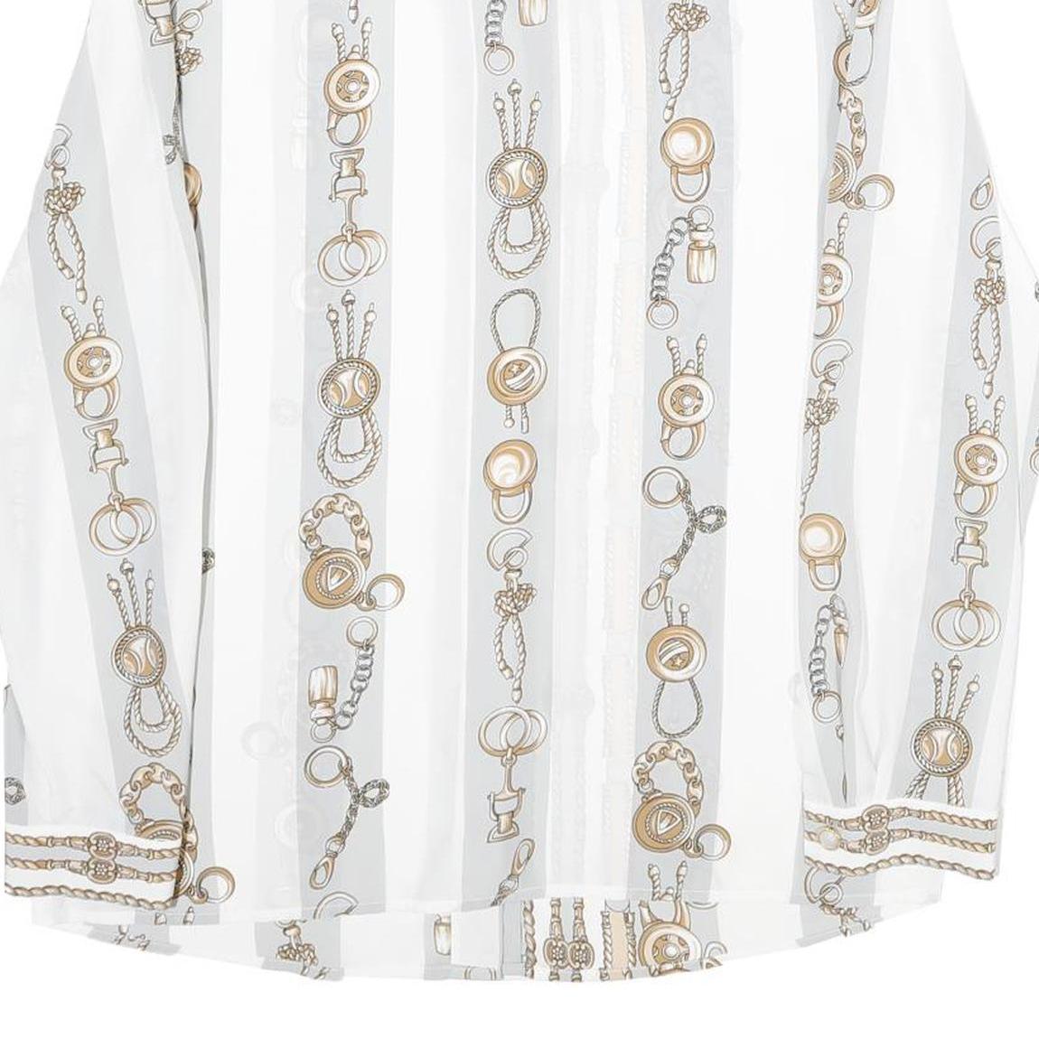 C&A Womens White Printed Shirt Long Sleeve Collared Classic UK 16