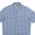 TOMMY HILFIGER Mens Blue & Navy Check Shirt M Button Down Short Sleeve Casual