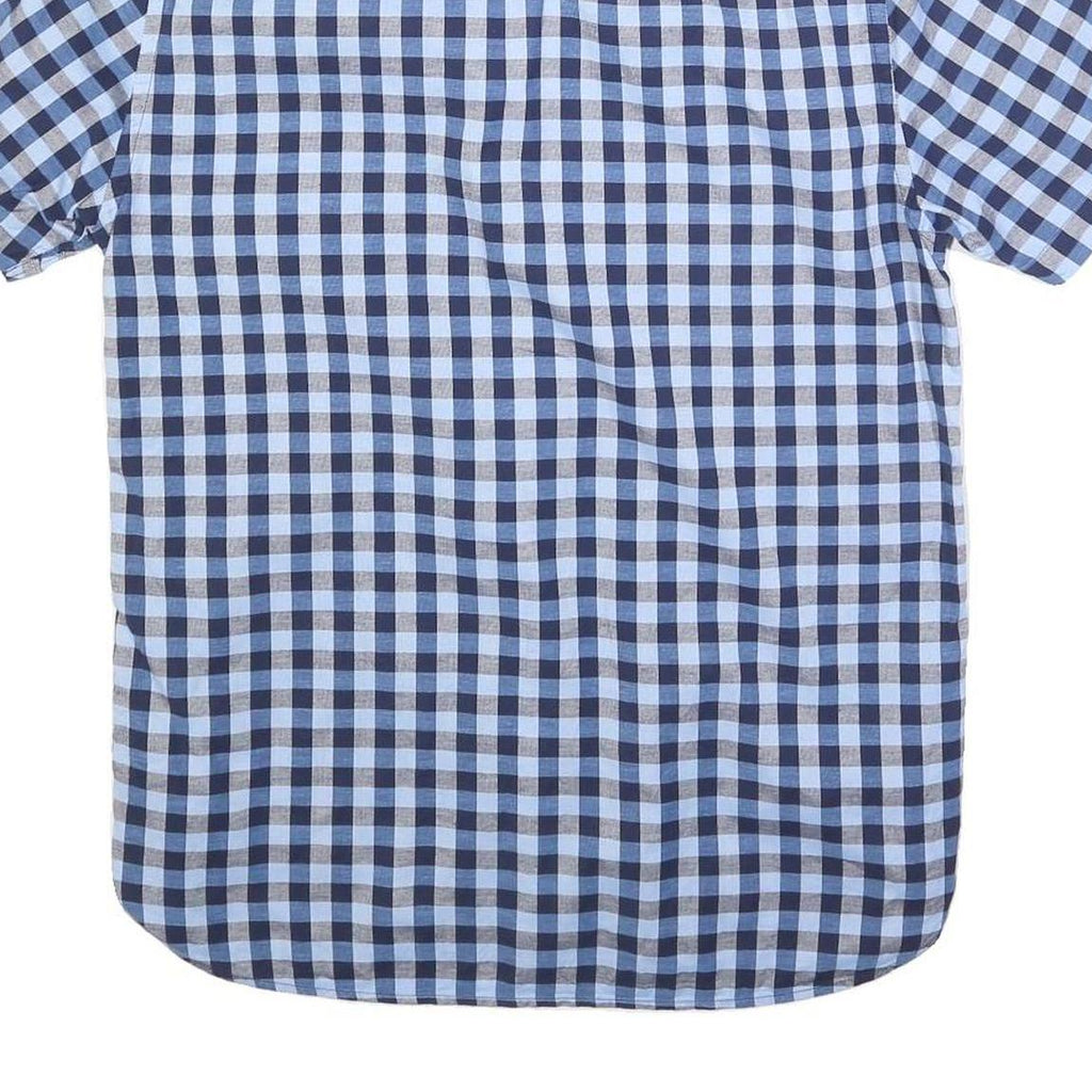 TOMMY HILFIGER Mens Blue & Navy Check Shirt M Button Down Short Sleeve Casual