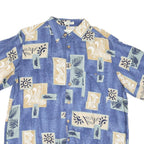 ME SPORT Mens Blue Beige Rayon Printed Casual Shirt L Lightweight Summer