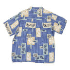 ME SPORT Mens Blue Beige Rayon Printed Casual Shirt L Lightweight Summer