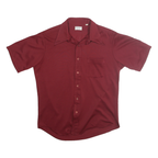 RICHMAN BROTHERS Mens Maroon Plain Shirt M Short Sleeve Button Collar