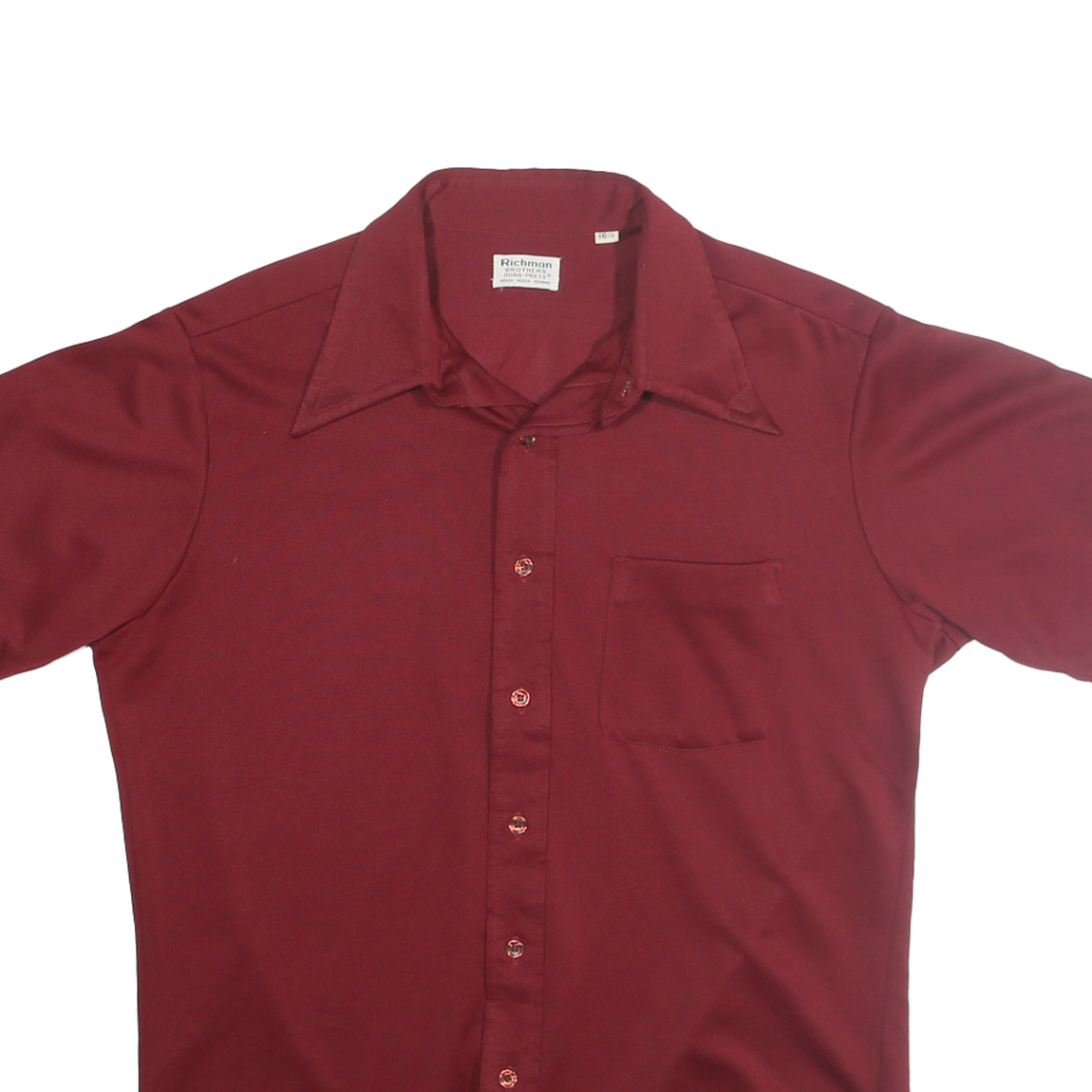 RICHMAN BROTHERS Mens Maroon Plain Shirt M Short Sleeve Button Collar